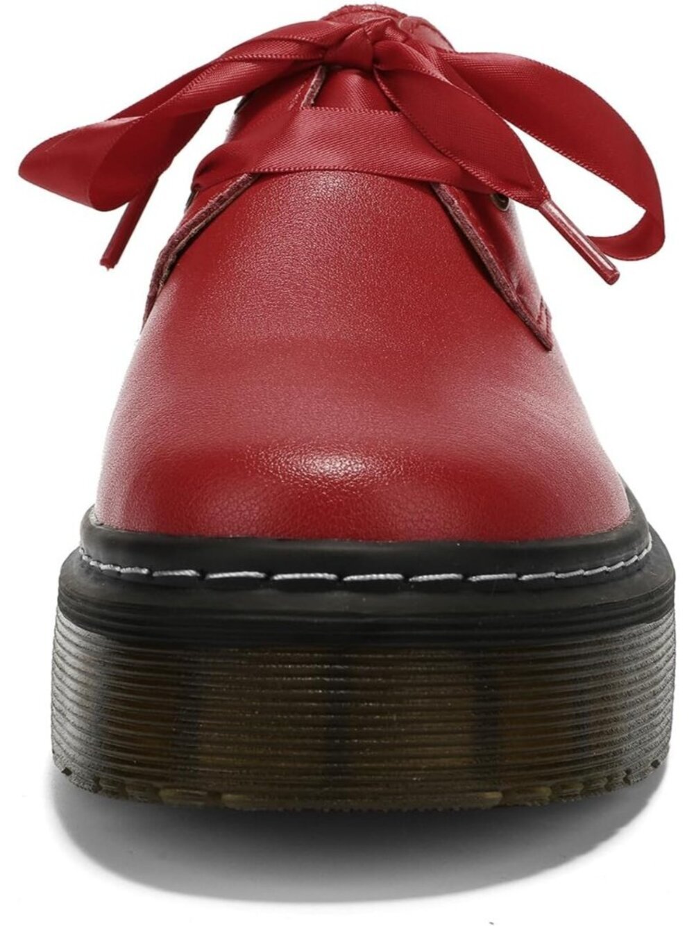 Women’s Dark Red Lace-Up Platform Chunky Loafers Office Dress Shoes - Picture 5 of 6